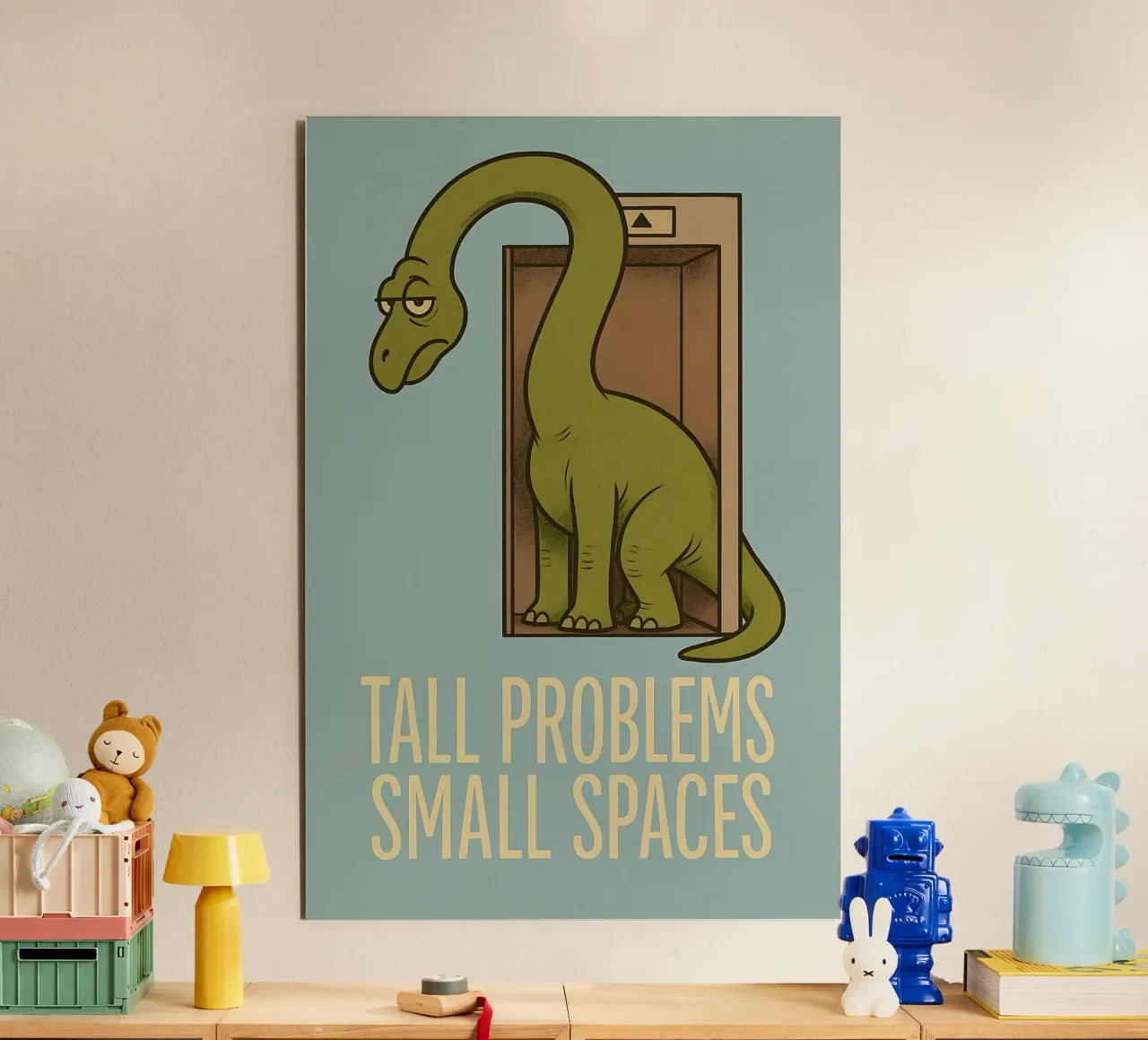 Meme divertente sul brachiosauro alluminio dibond da Funny Humor Art