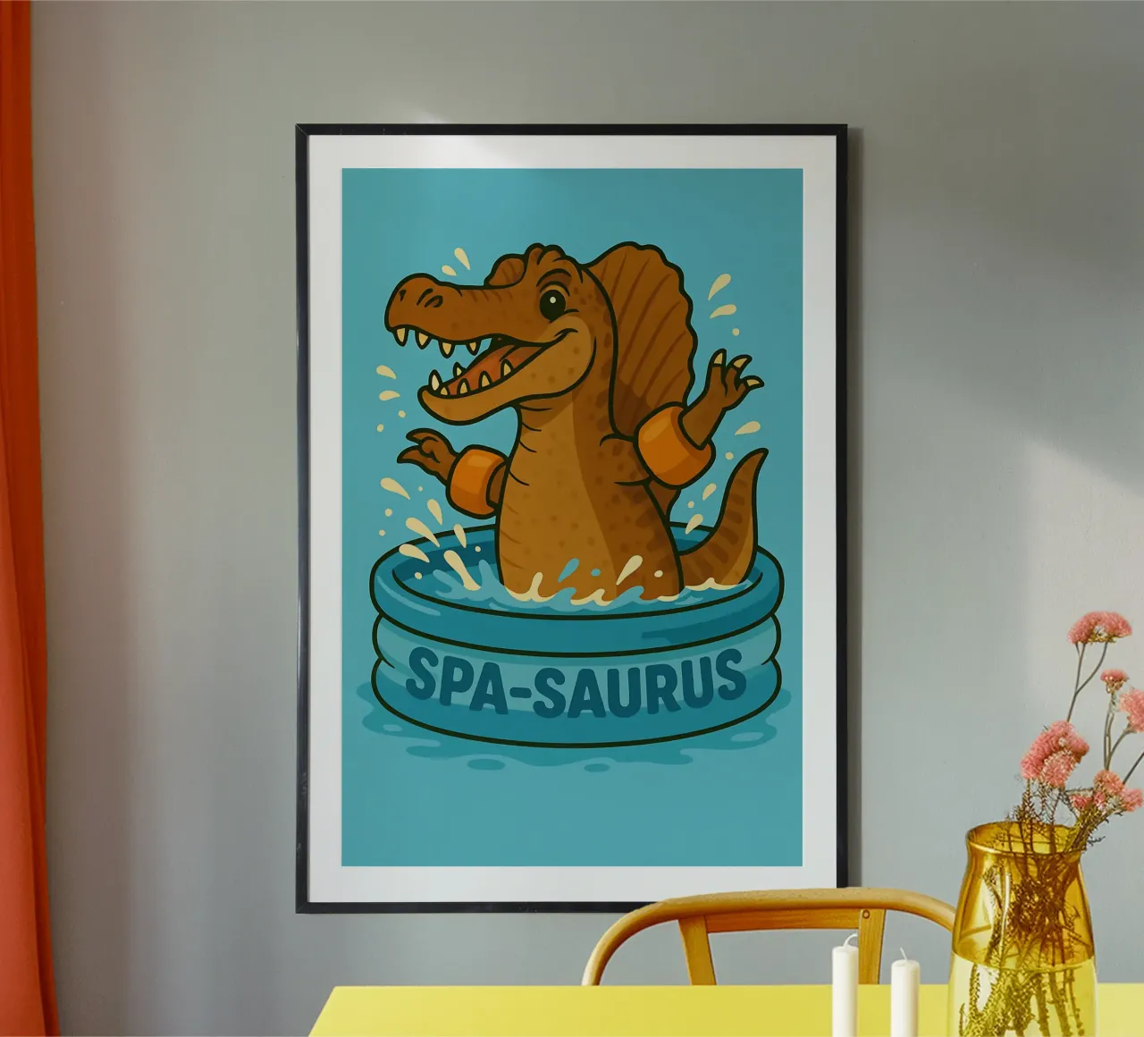 Meme divertente Spinosaurus poster con telaio in legno da Funny Humor Art