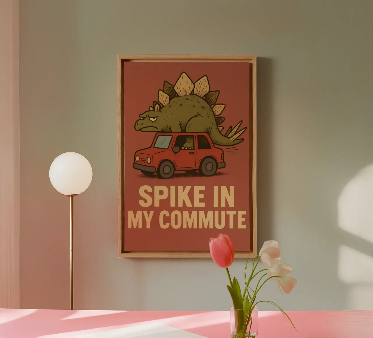 Funny Stegosaurus Meme canvas with Floater frame by Funny Humor Art