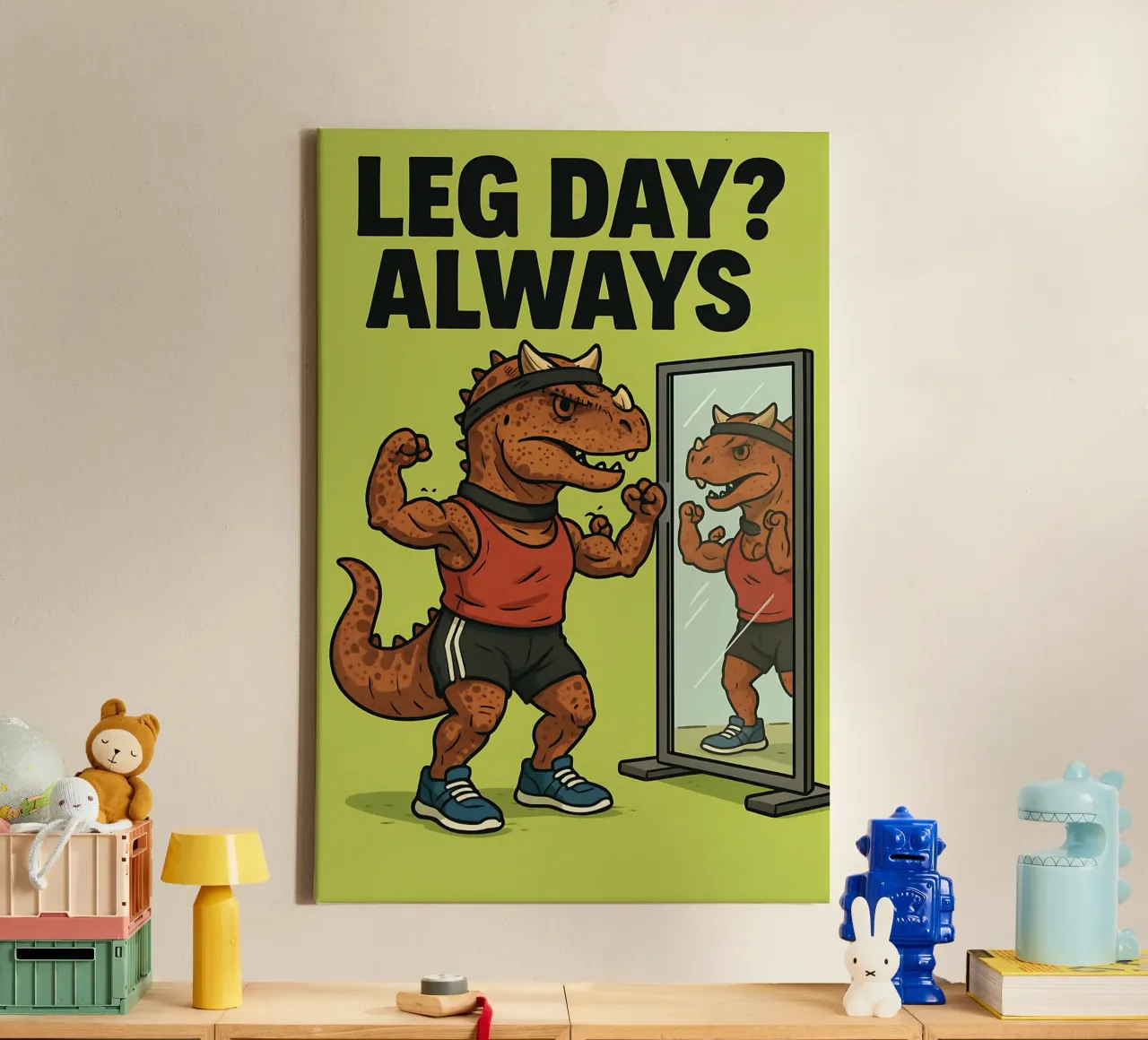 Funny Carnotaurus Meme canvas with Floater frame by Funny Humor Art
