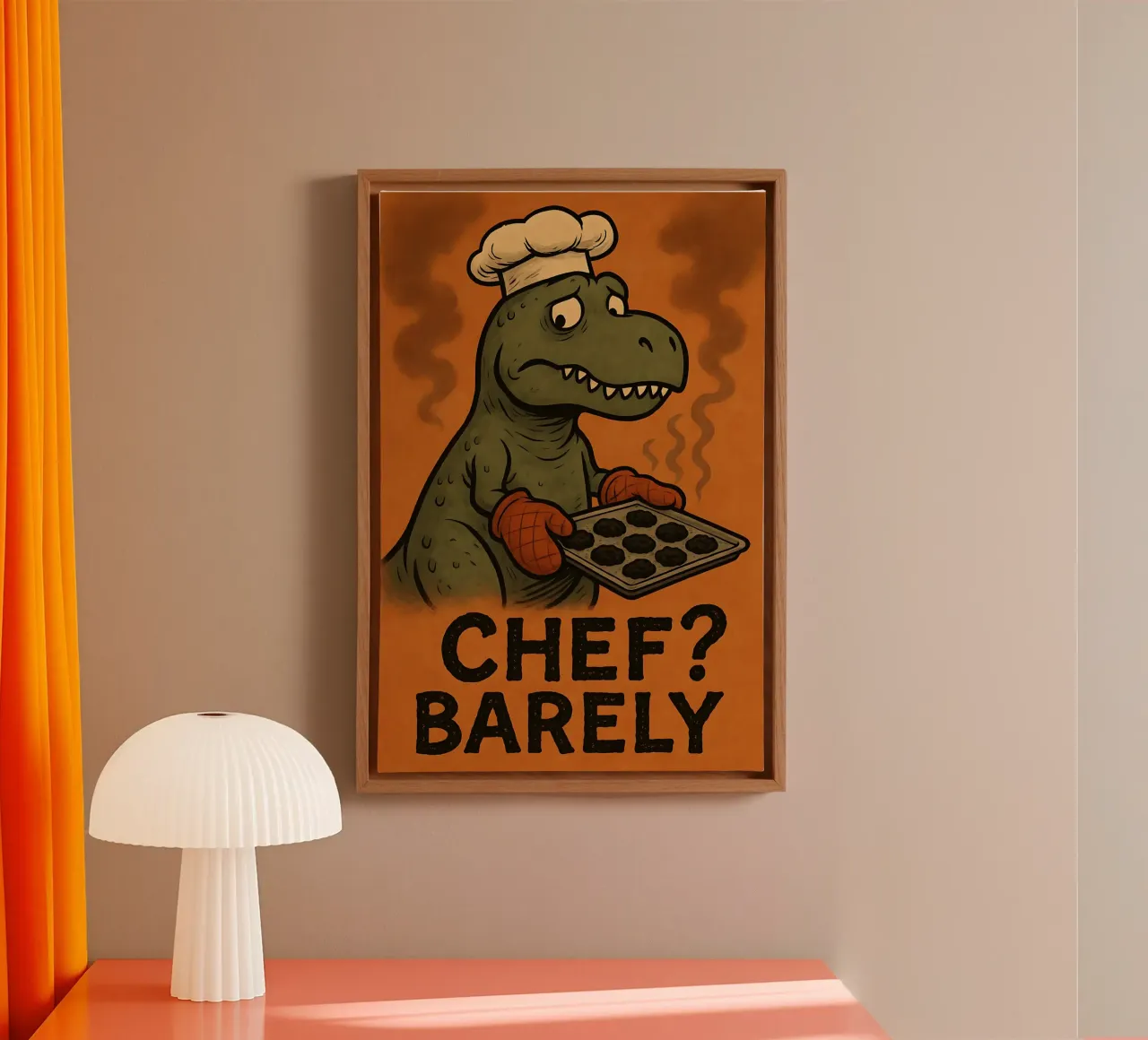 Funny T. rex Meme canvas met Baklijst van Funny Humor Art