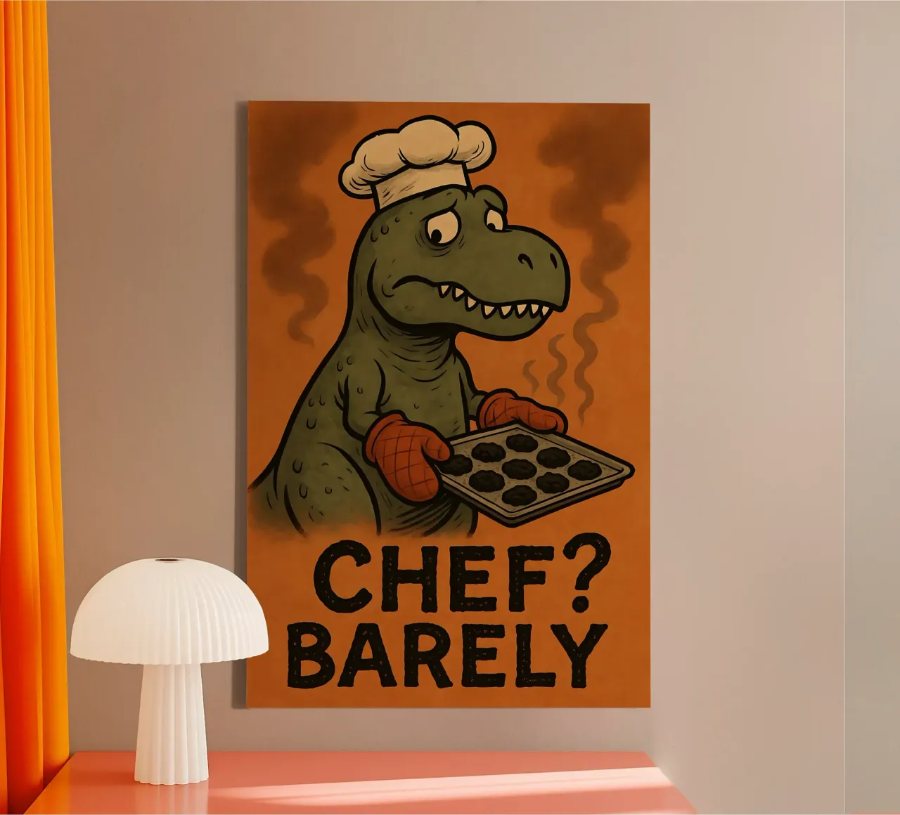 Funny T. rex Meme canvas met Baklijst van Funny Humor Art