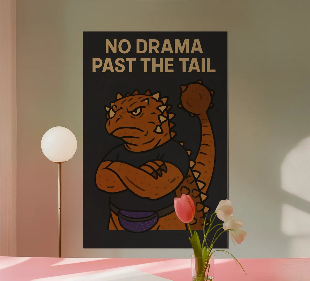 Meme divertente sull'anchilosauro poster con telaio in legno da Funny Humor Art