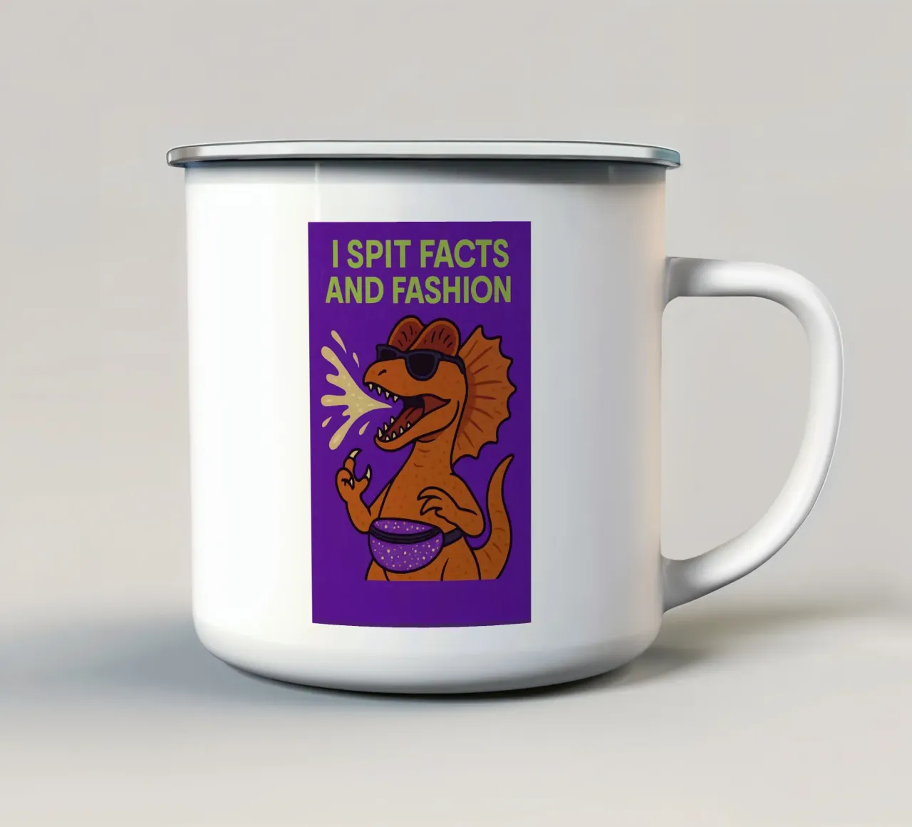 Meme divertente Dilophosaurus tazza in smalto da Funny Humor Art