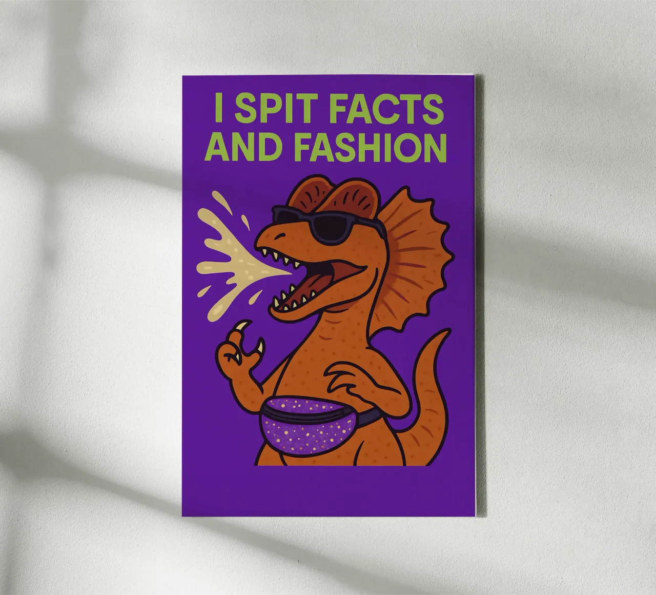 Funny Dilophosaurus meme canvas with Floater frame by Funny Humor Art