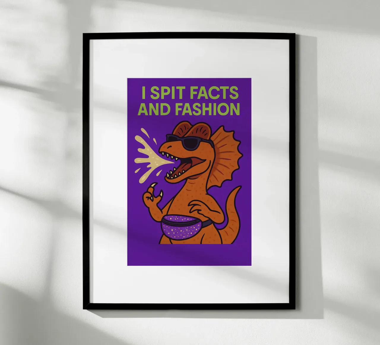 Meme divertente Dilophosaurus poster con telaio in legno da Funny Humor Art