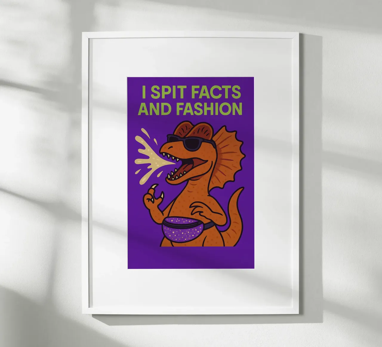 Meme divertente Dilophosaurus poster con telaio in legno da Funny Humor Art