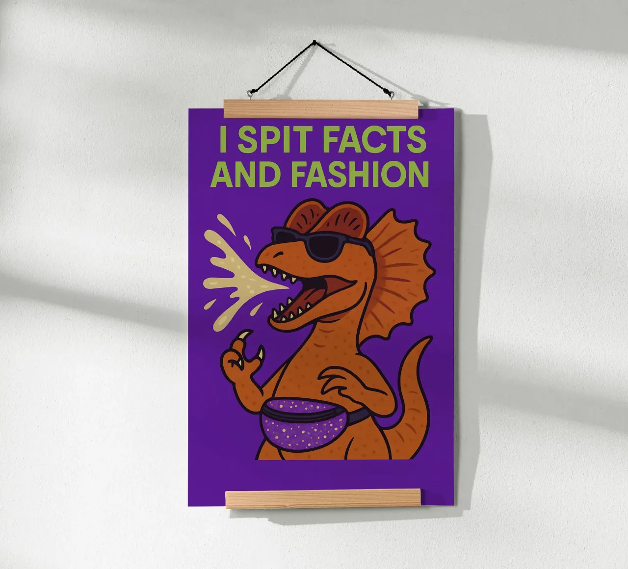 Meme divertente Dilophosaurus poster con telaio in legno da Funny Humor Art
