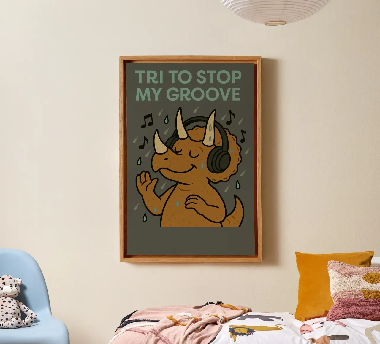 Funny Triceratops meme canvas with Floater frame by Funny Humor Art