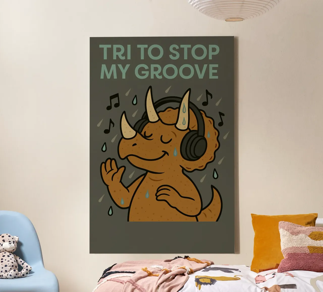 Funny Triceratops meme canvas with Floater frame by Funny Humor Art