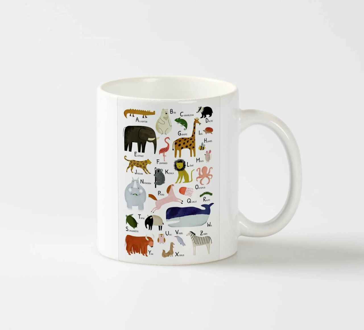 Tiere von A bis Z ceramic mug by Little Flourishes