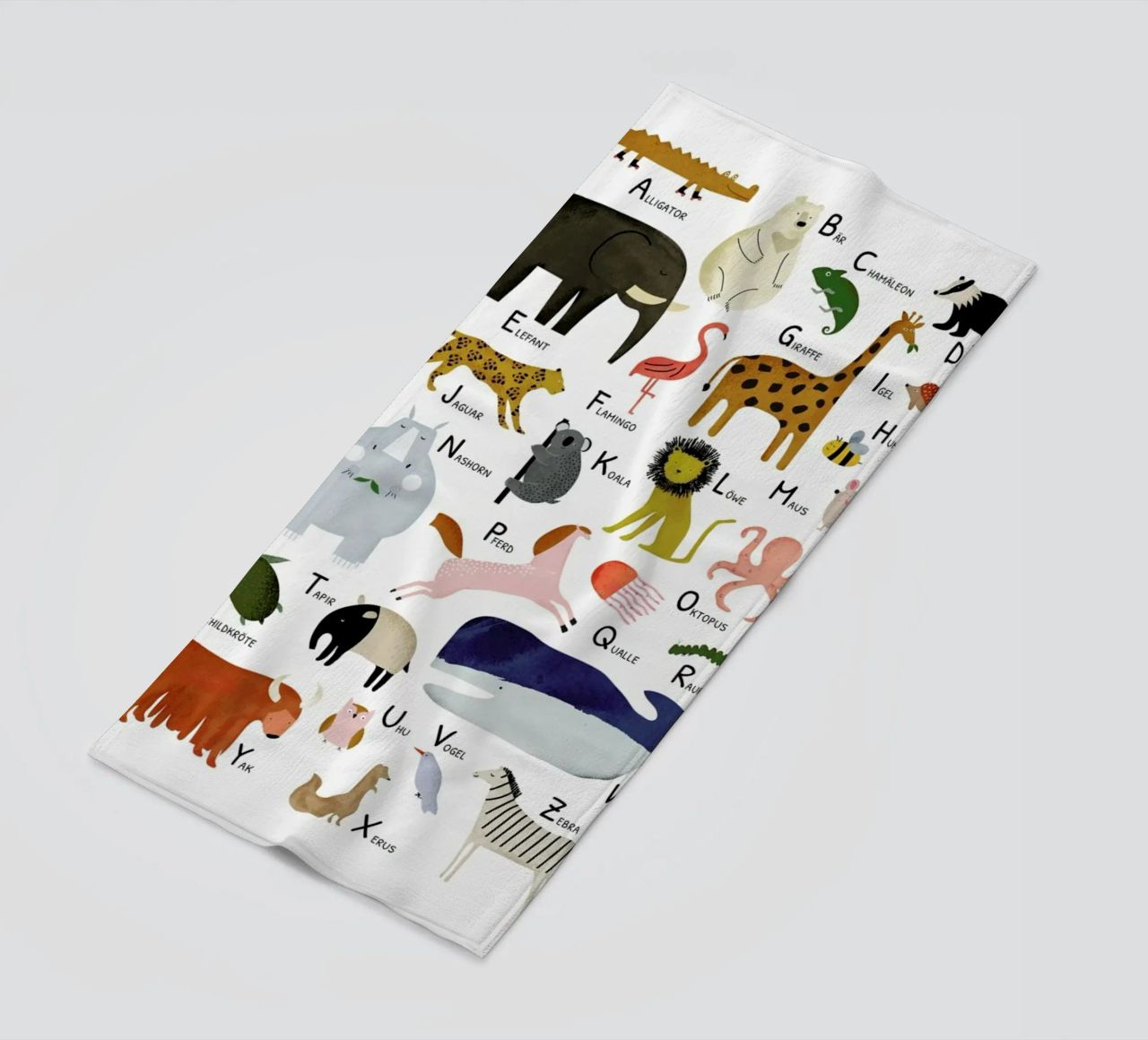 Tiere von A bis Z beach towel by Little Flourishes