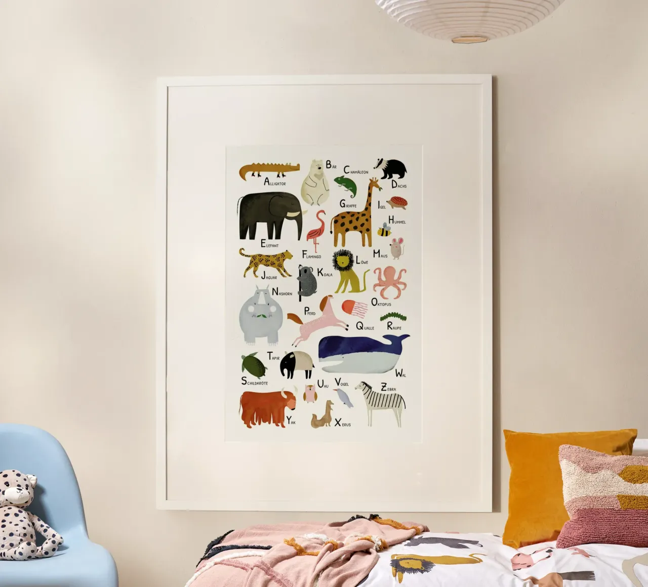 Tiere von A bis Z poster con telaio in plastica da Little Flourishes