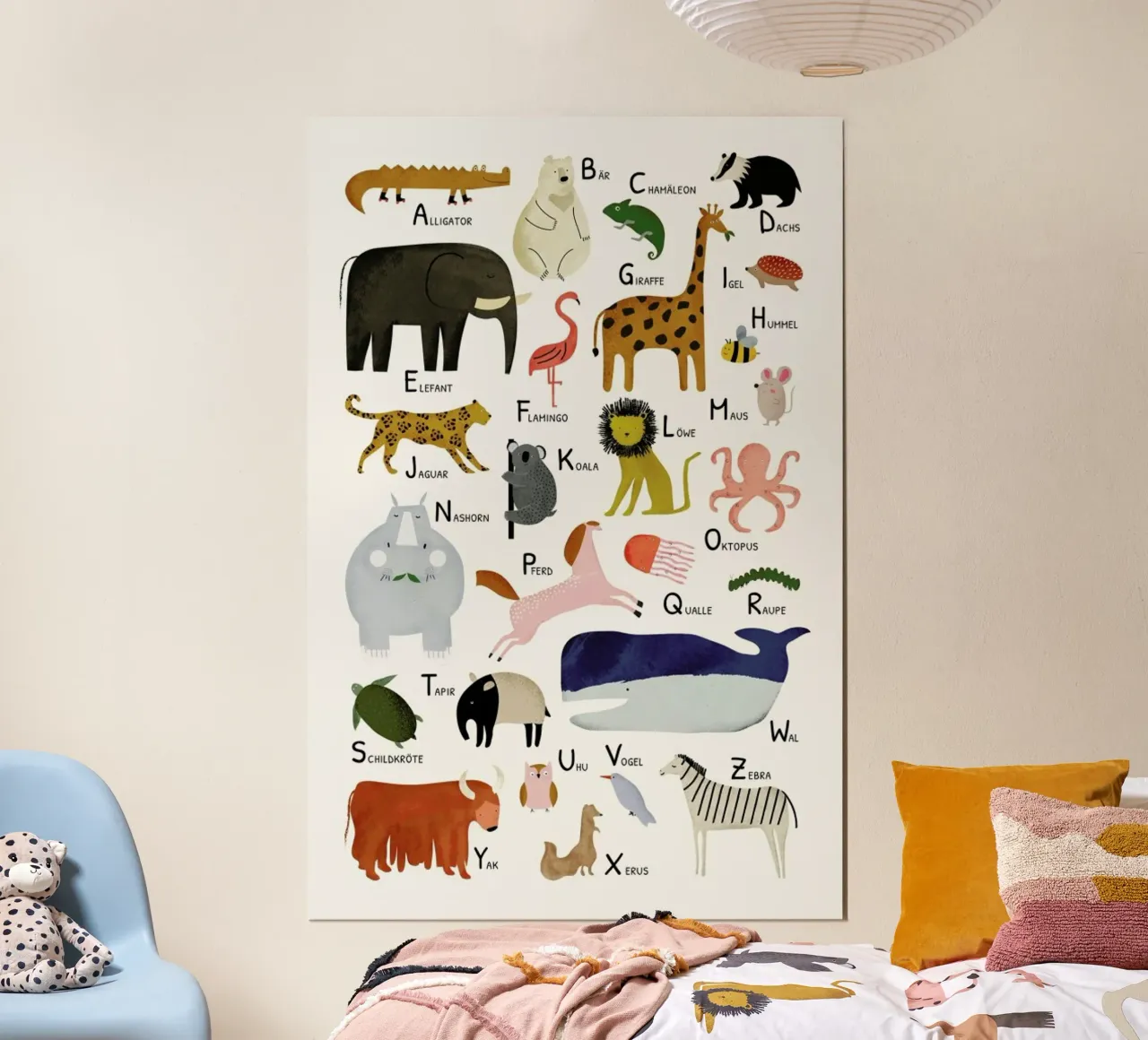 Tiere von A bis Z poster con telaio in plastica da Little Flourishes