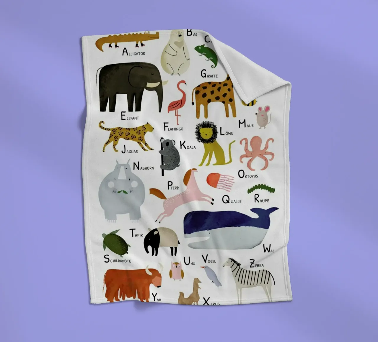 Tiere von A bis Z fleece blanket by Little Flourishes
