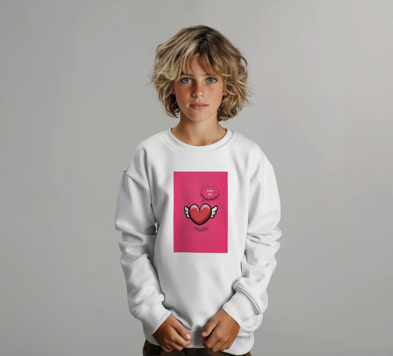 Sussurri del cuore in rosa felpa bambino da Carinaprint