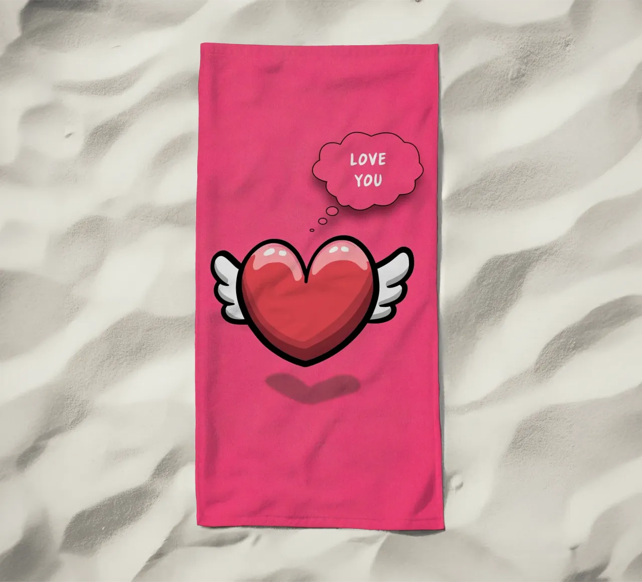 Sussurri del cuore in rosa telo mare da Carinaprint