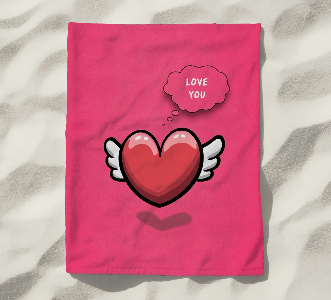 Sussurri del cuore in rosa telo mare da Carinaprint
