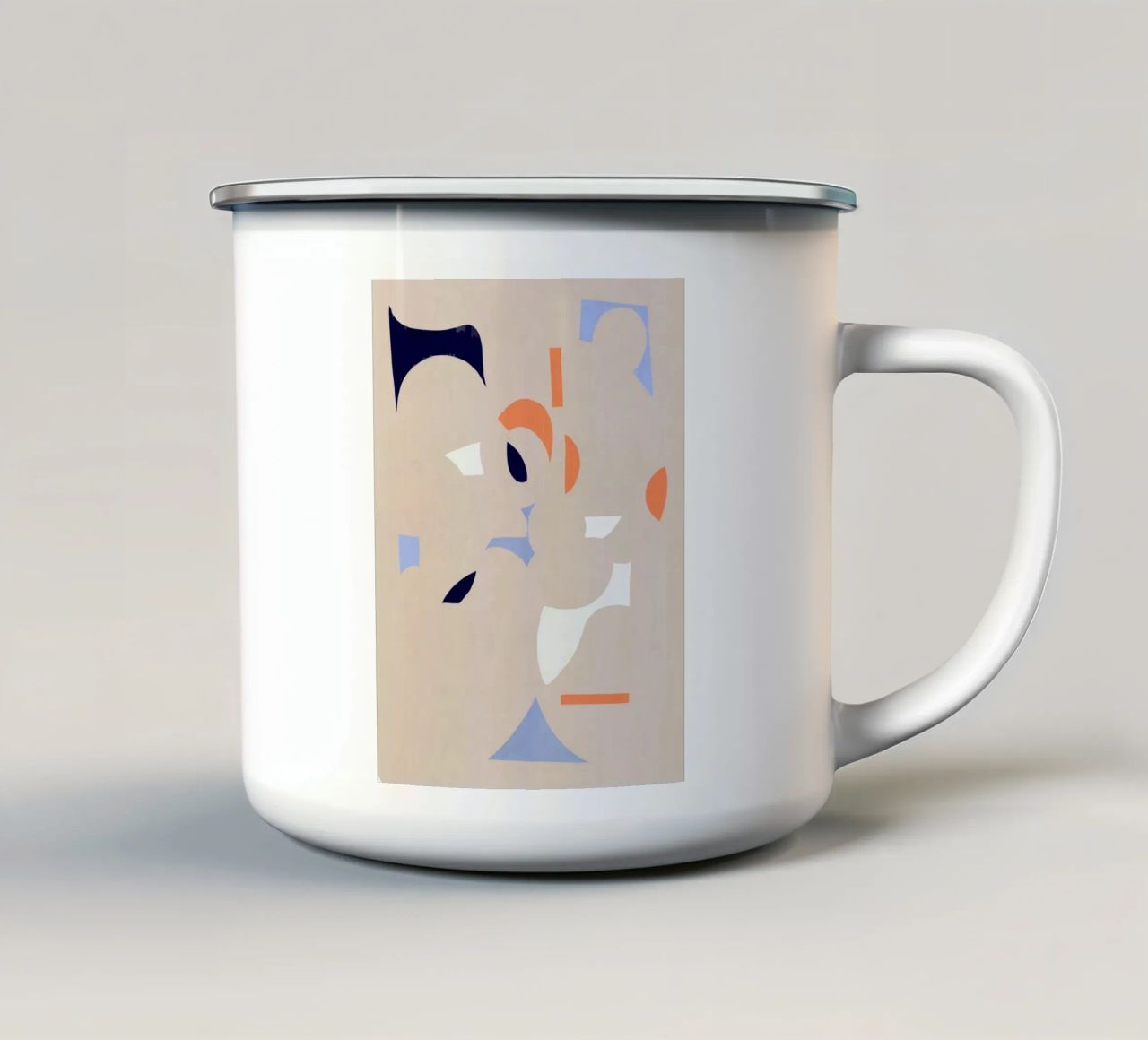 Cut out fragment of abstraction enamel mug by Little Dean