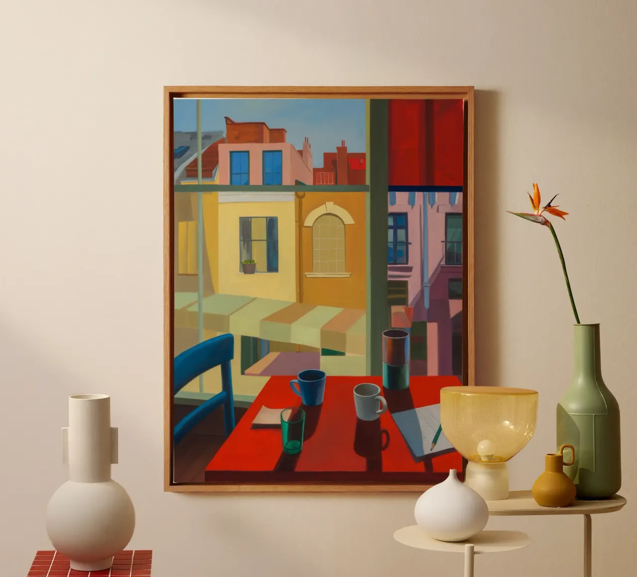 Sunset Red Perspective canvas with Floater frame by Mystic Grain