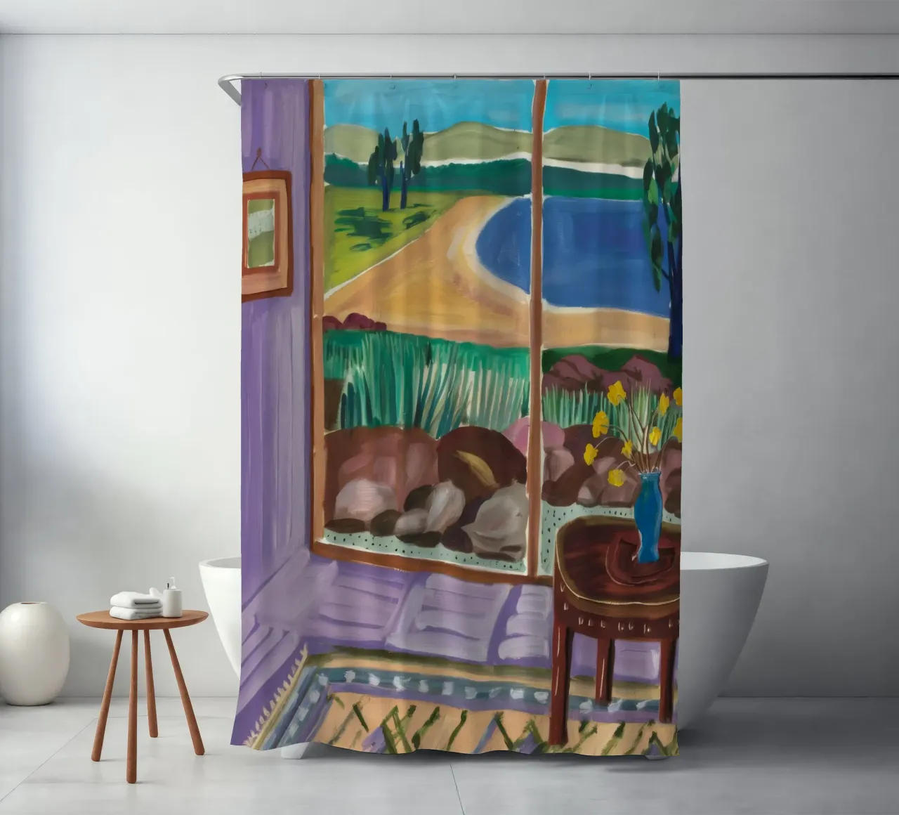 Window Garden Embrace shower curtain by Mystic Grain