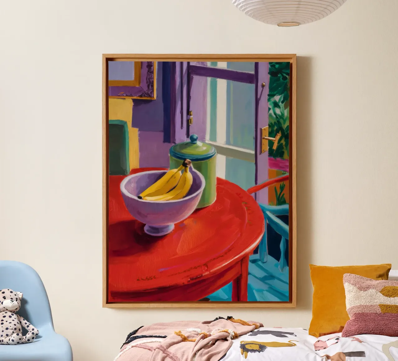 Banana Table Rhythm canvas with Floater frame by Mystic Grain
