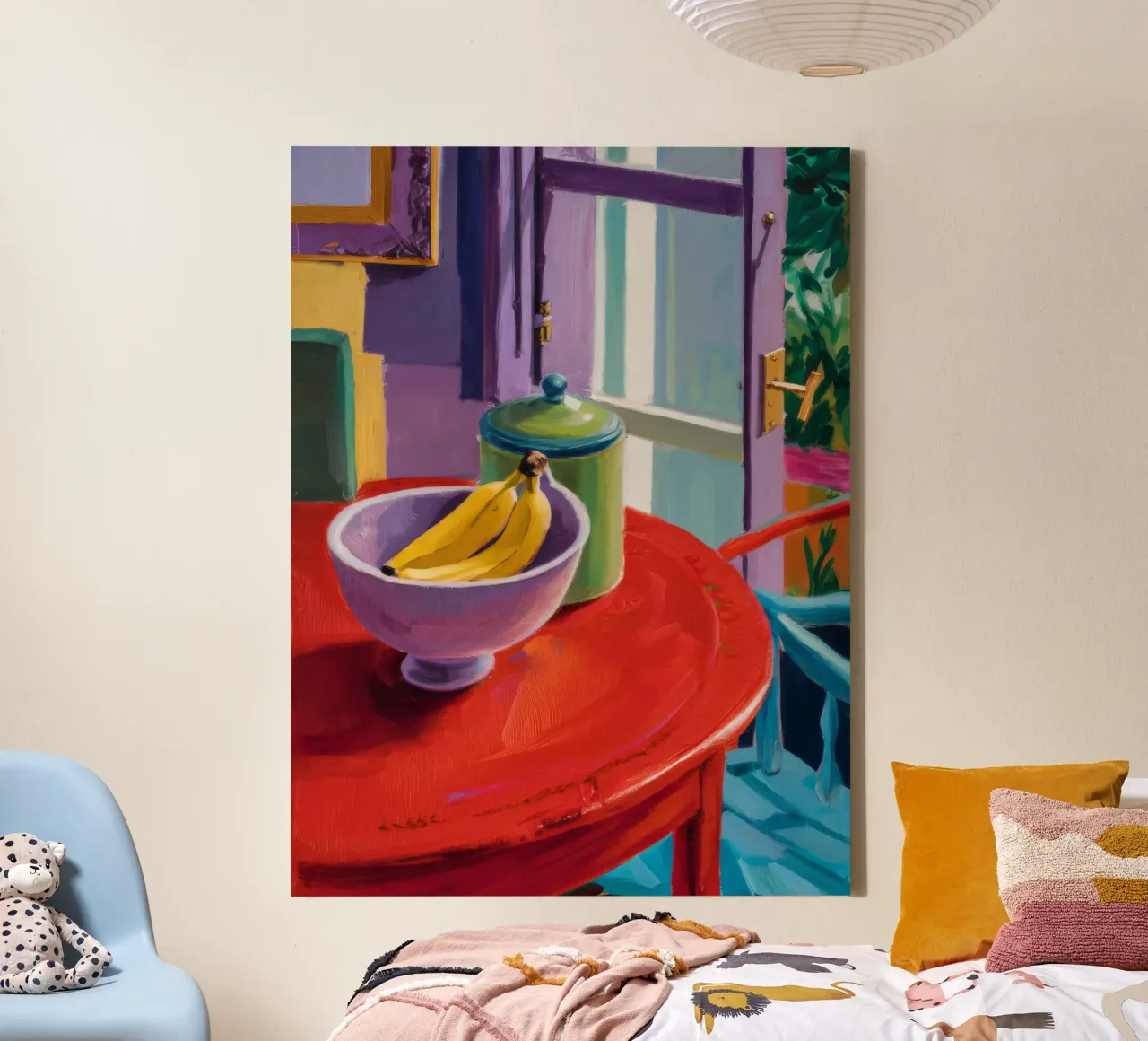 Banana Table Rhythm canvas with Floater frame by Mystic Grain