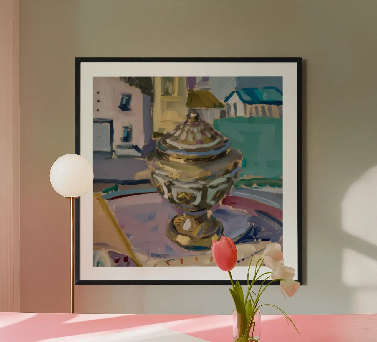 Offrande lumineuse ornée poster avec cadre en plastique de Mystic Grain
