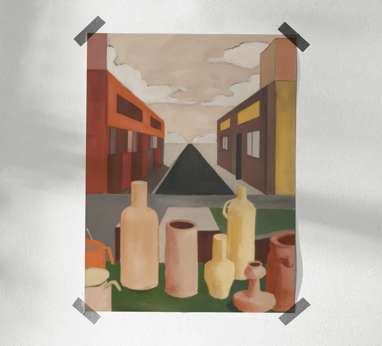 Eco di strada in ceramica poster con telaio in legno da Mystic Grain