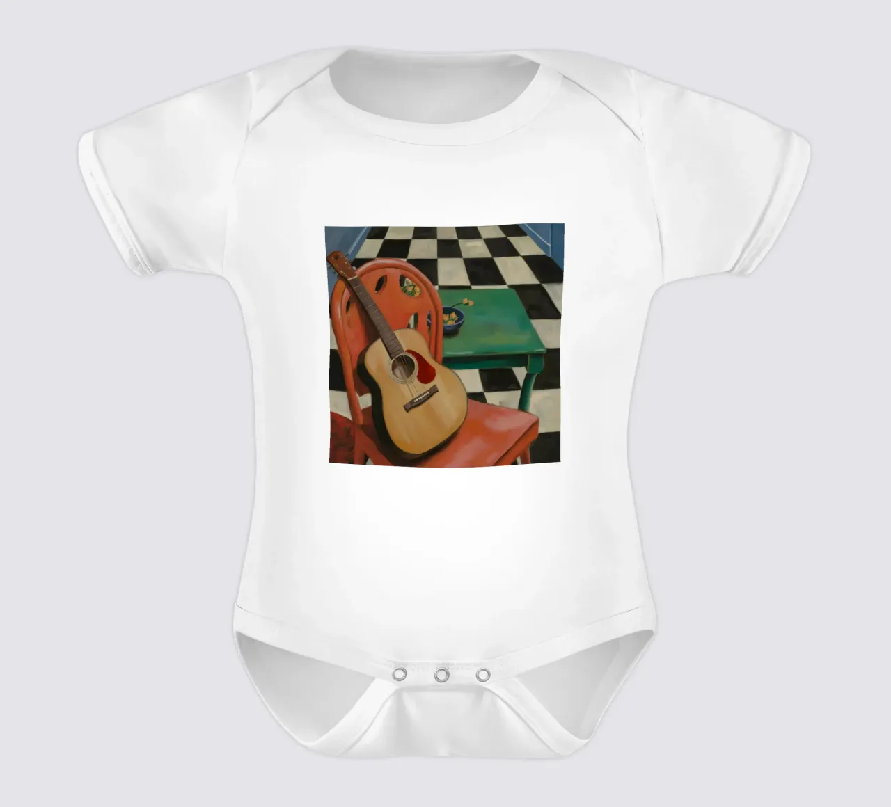 Harmony Through Strings short-sleeve baby romper by Mystic Grain