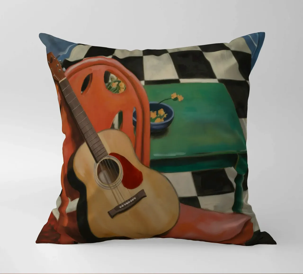 Harmony Through Strings decorative cushion by Mystic Grain