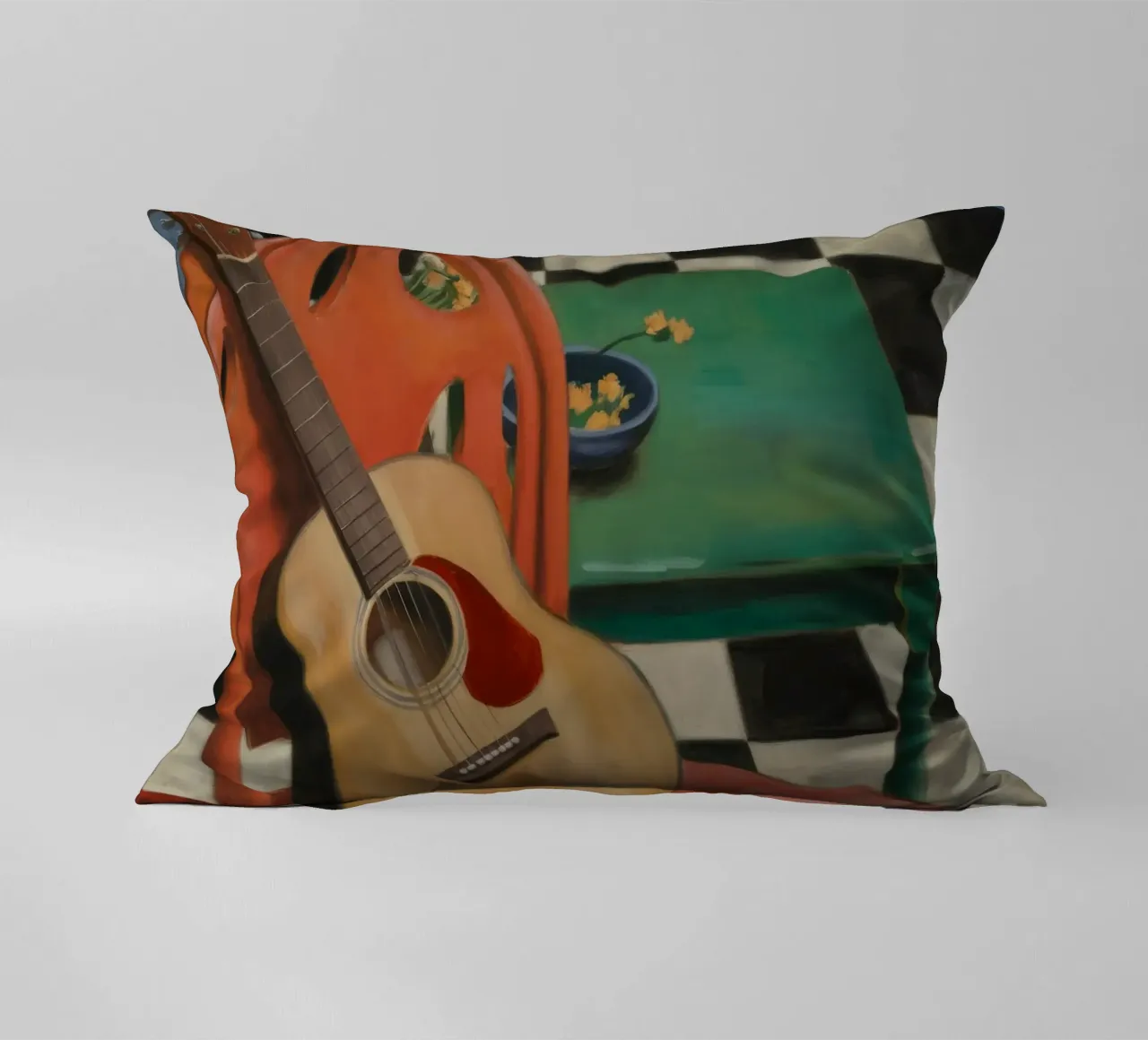 Harmony Through Strings decorative cushion by Mystic Grain