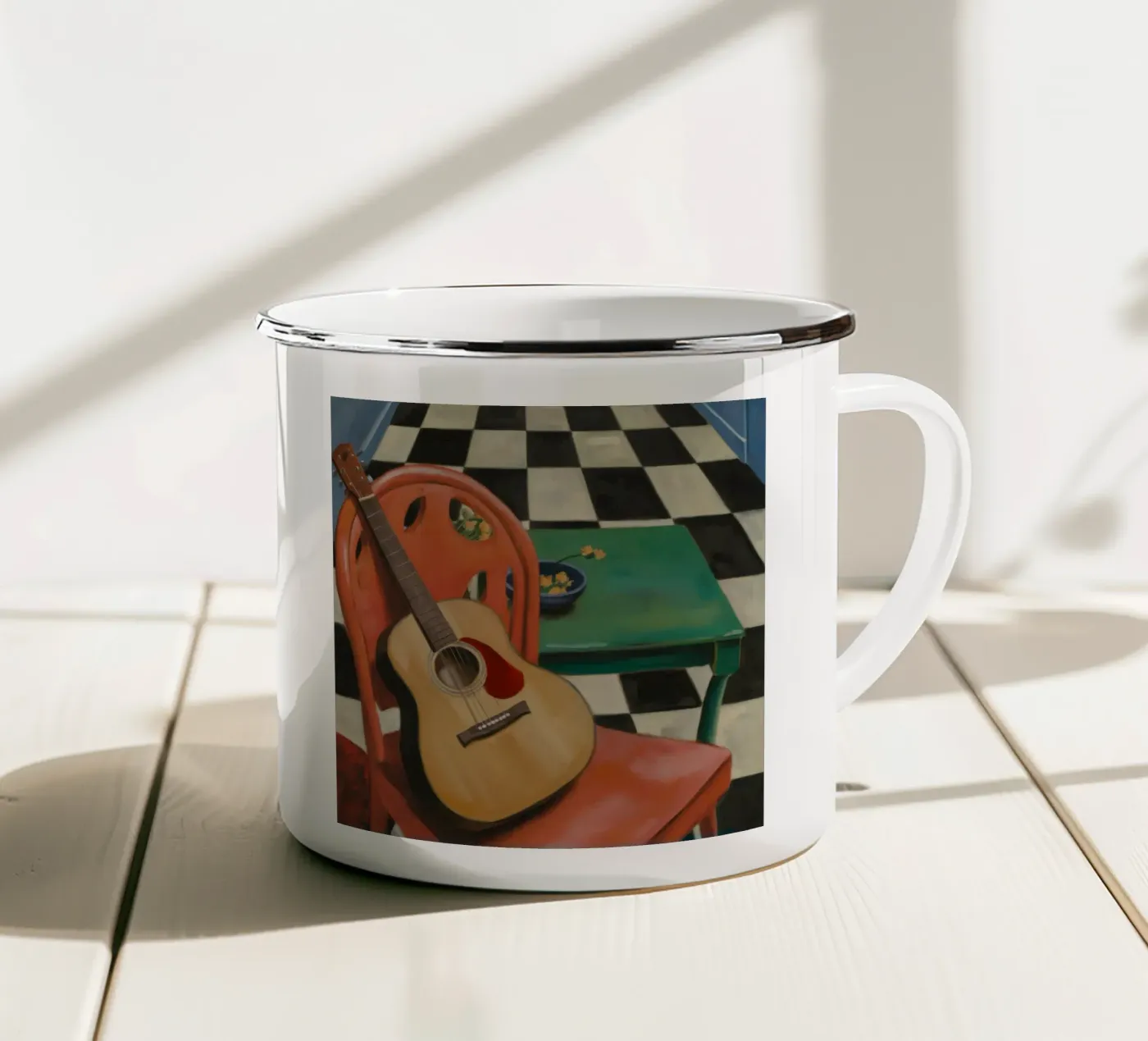Harmony Through Strings enamel mug by Mystic Grain