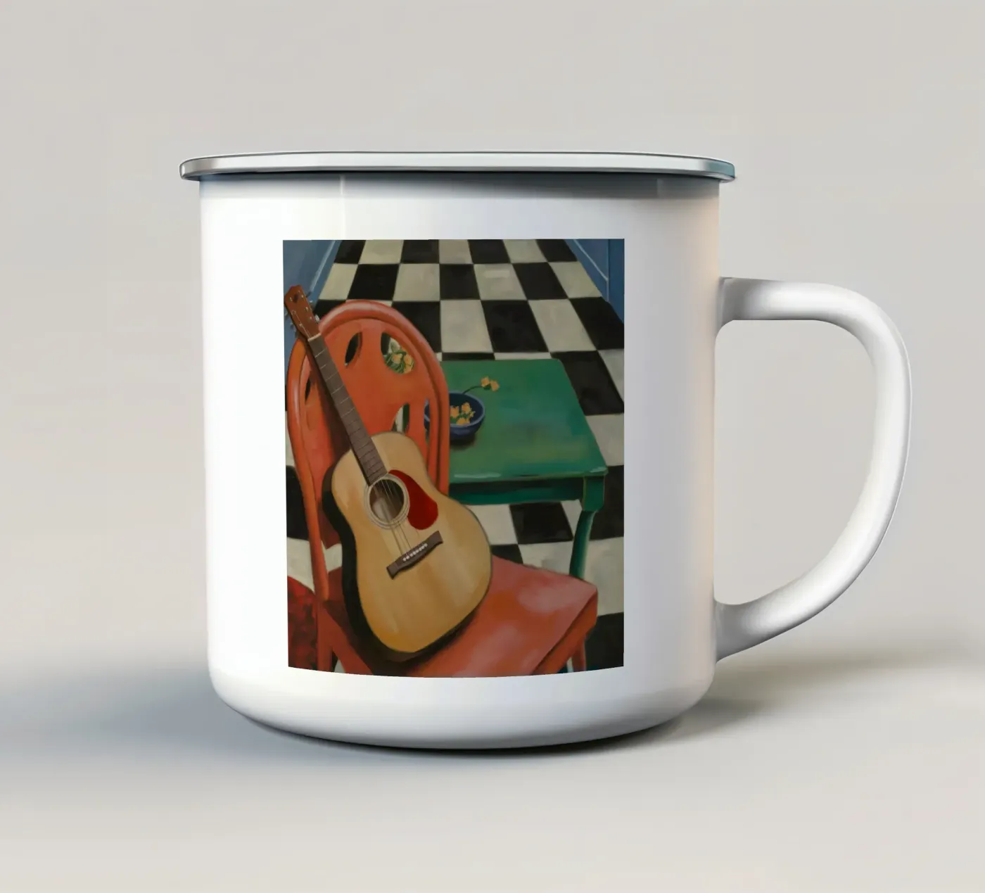 Harmony Through Strings enamel mug by Mystic Grain