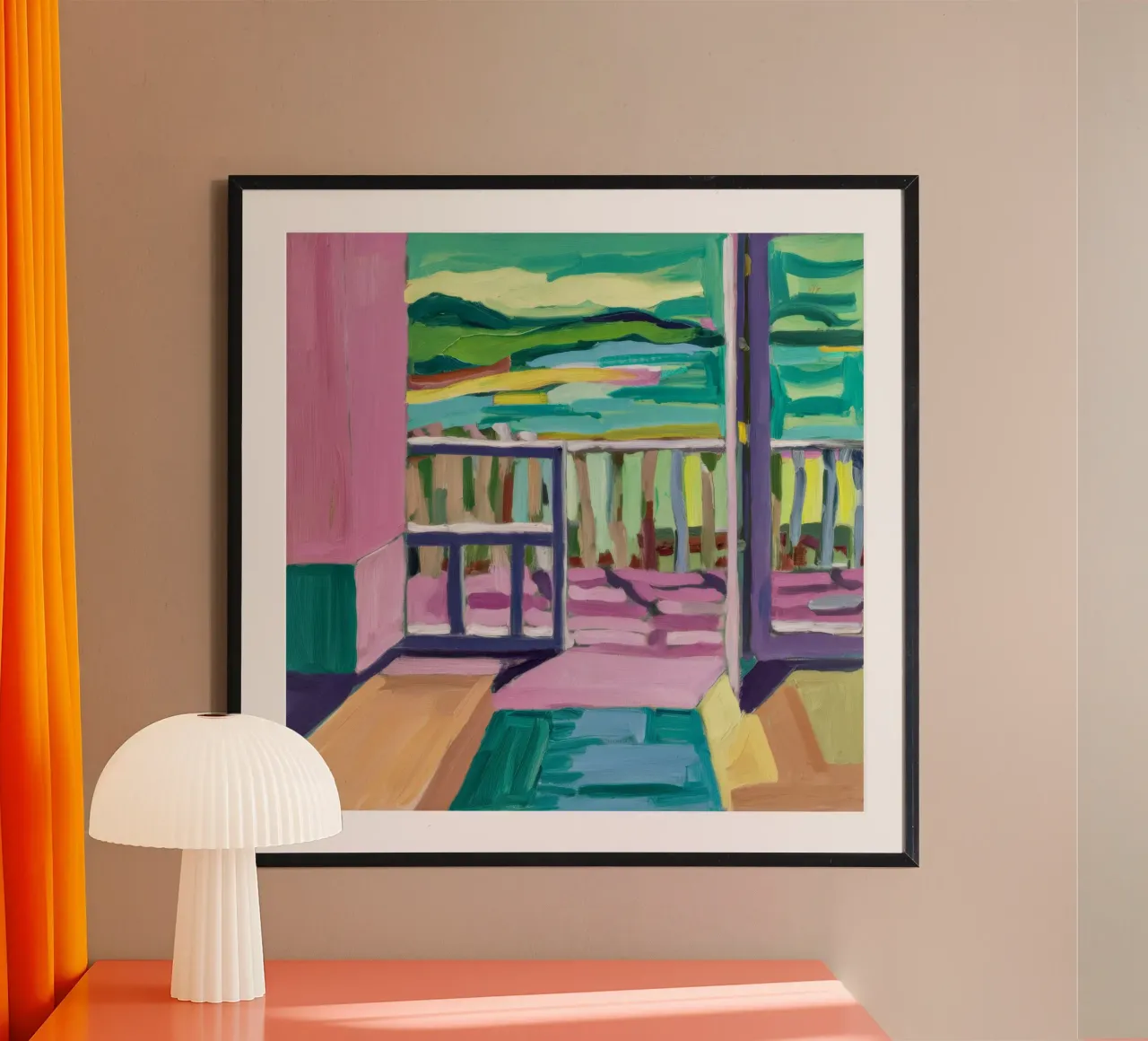 Sogno del portico pastello poster con telaio in alluminio da Mystic Grain