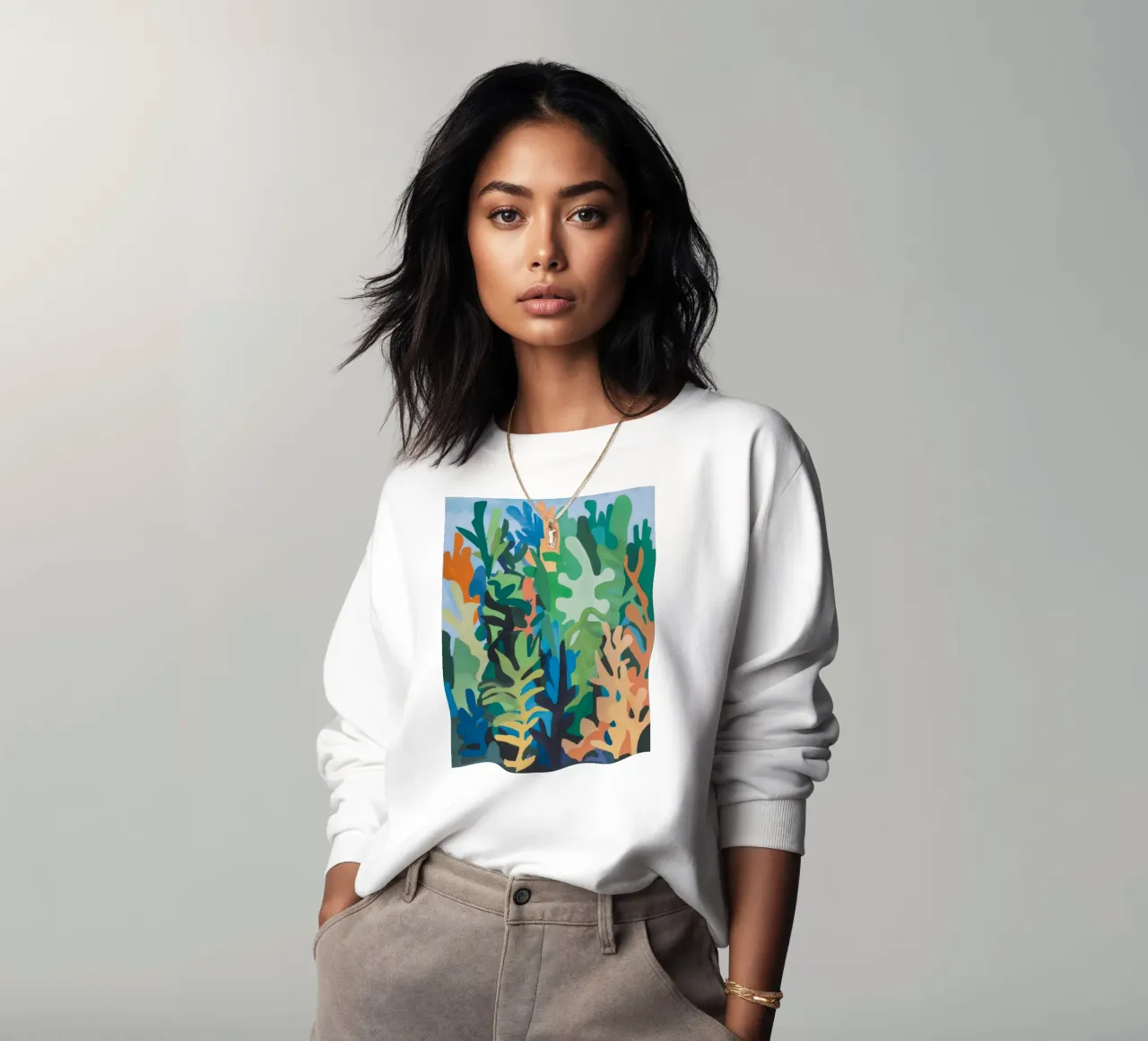 Verdant Abstraction Whirl sweatshirt by Mystic Grain
