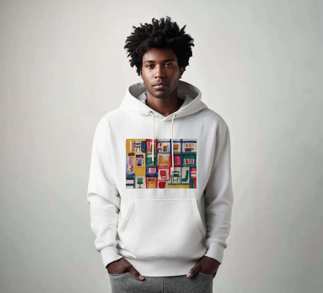 Labirinto di sedie cromatiche felpa con cappuccio da Mystic Grain