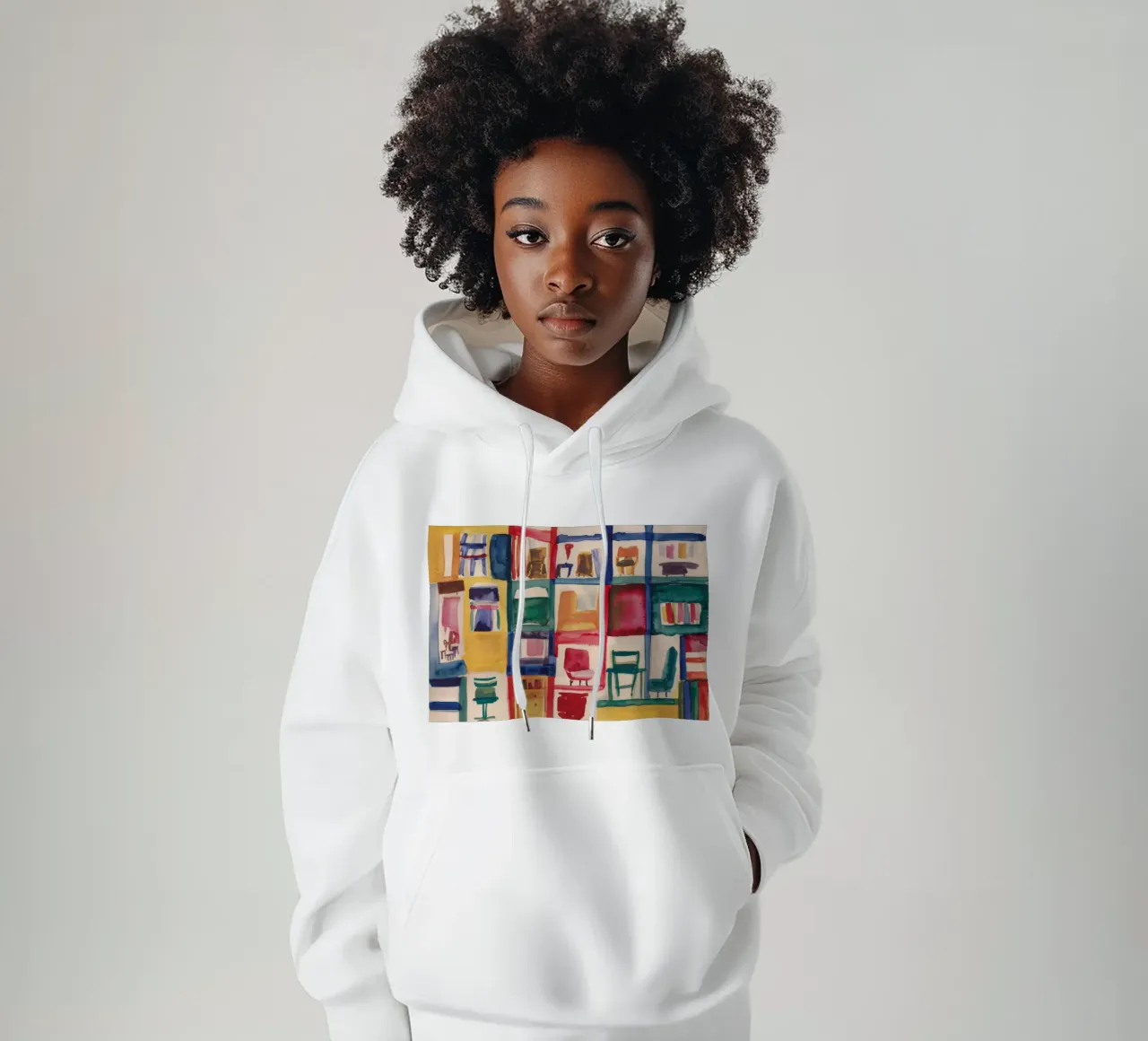 Labirinto di sedie cromatiche felpa con cappuccio da Mystic Grain