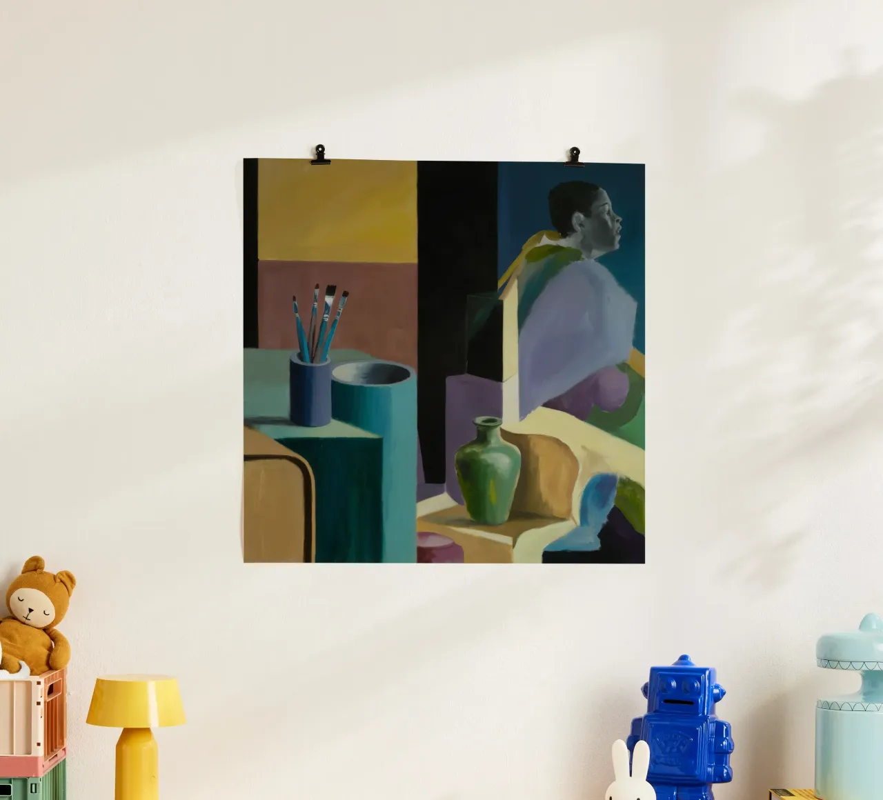 Sguardo crepuscolare dell'artista poster con telaio in legno da Mystic Grain