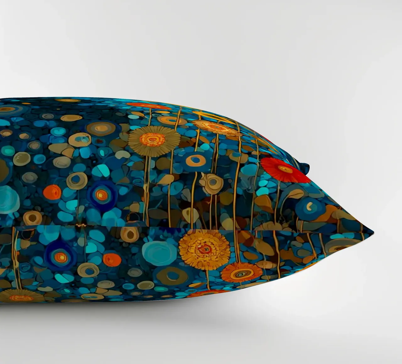 Flowers Garden Abstract D, style Gustav Klimt decorative cushion by Mateo