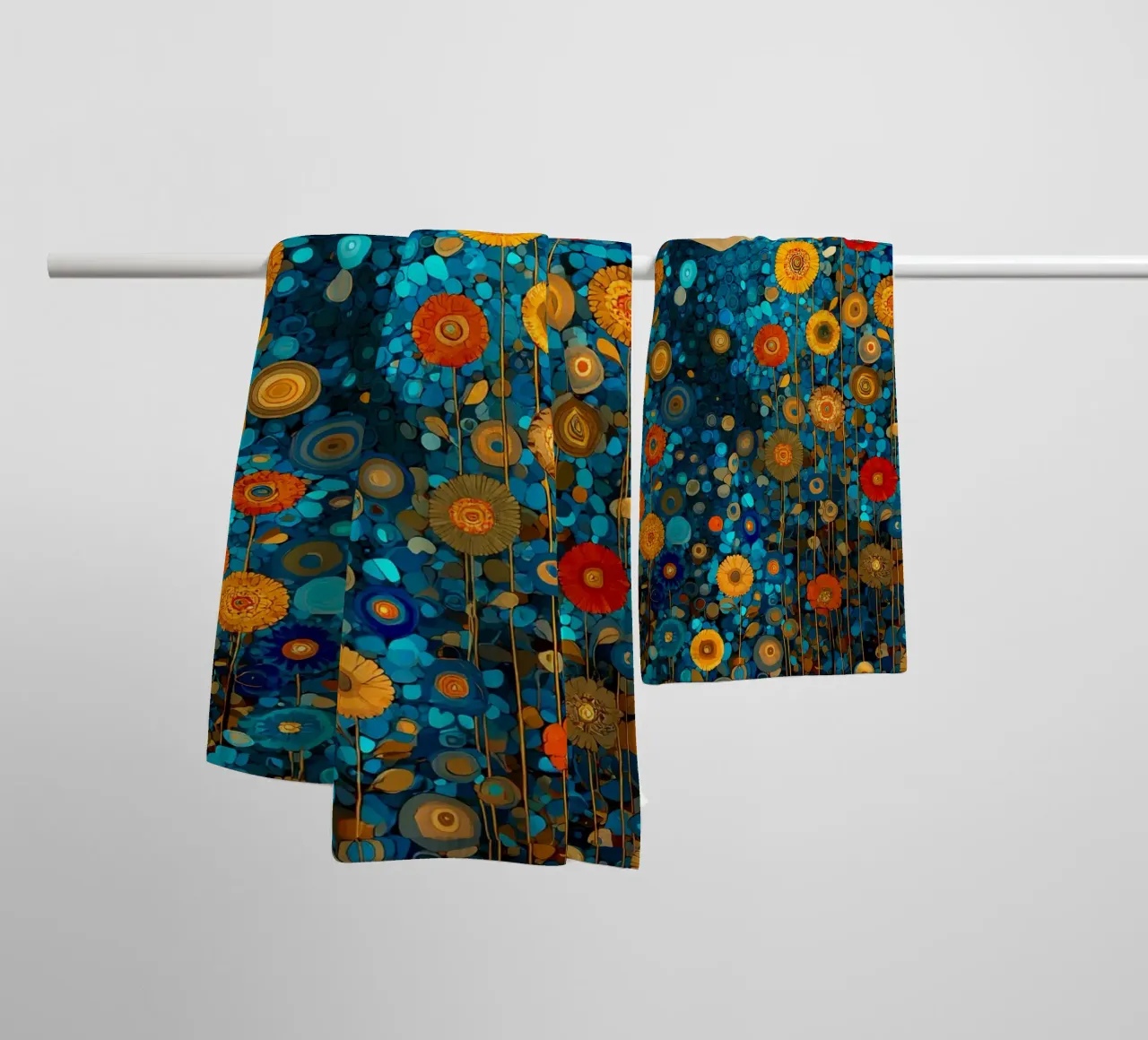 Flowers Garden Abstract D, style Gustav Klimt towel by Mateo