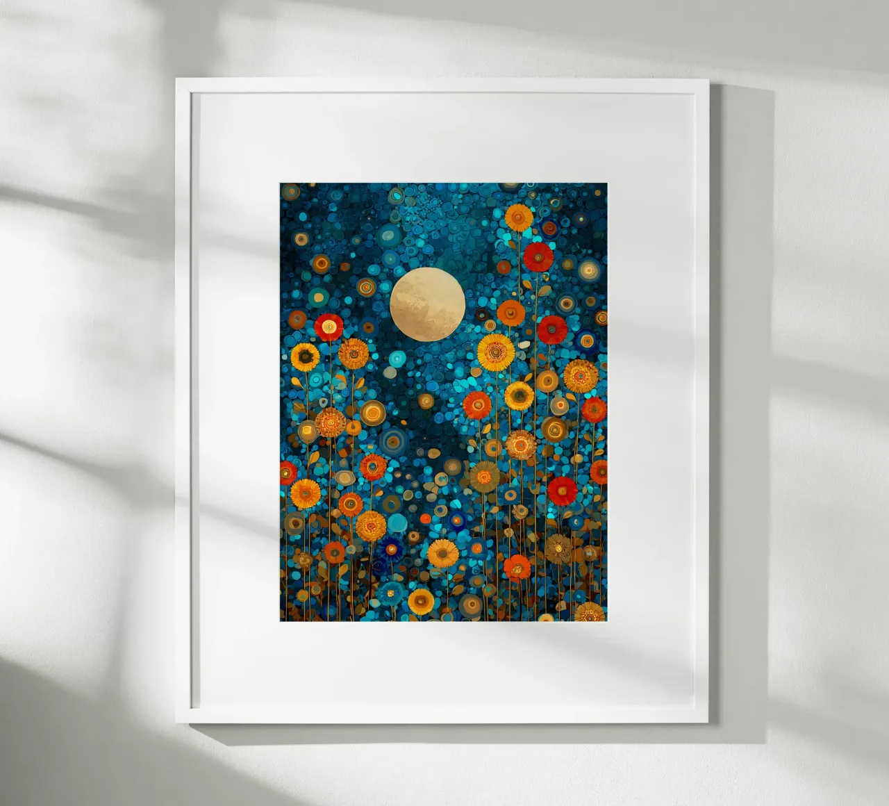 Flowers Garden Abstract D, style Gustav Klimt poster con telaio in alluminio da Mateo