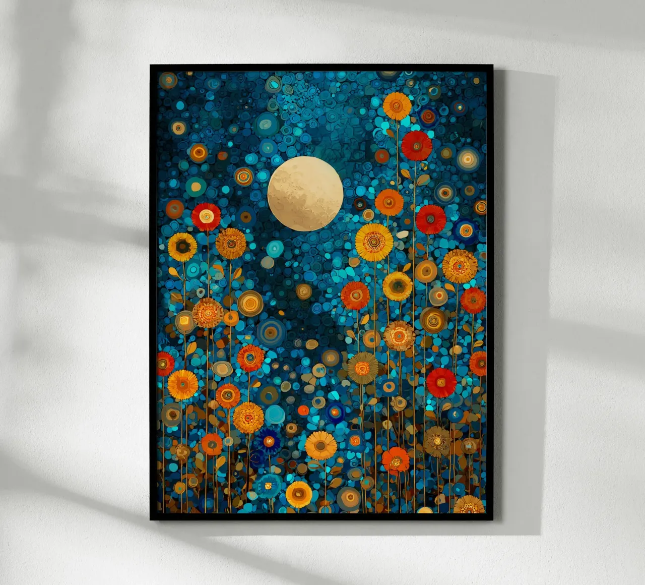 Flowers Garden Abstract D, style Gustav Klimt poster con telaio in alluminio da Mateo