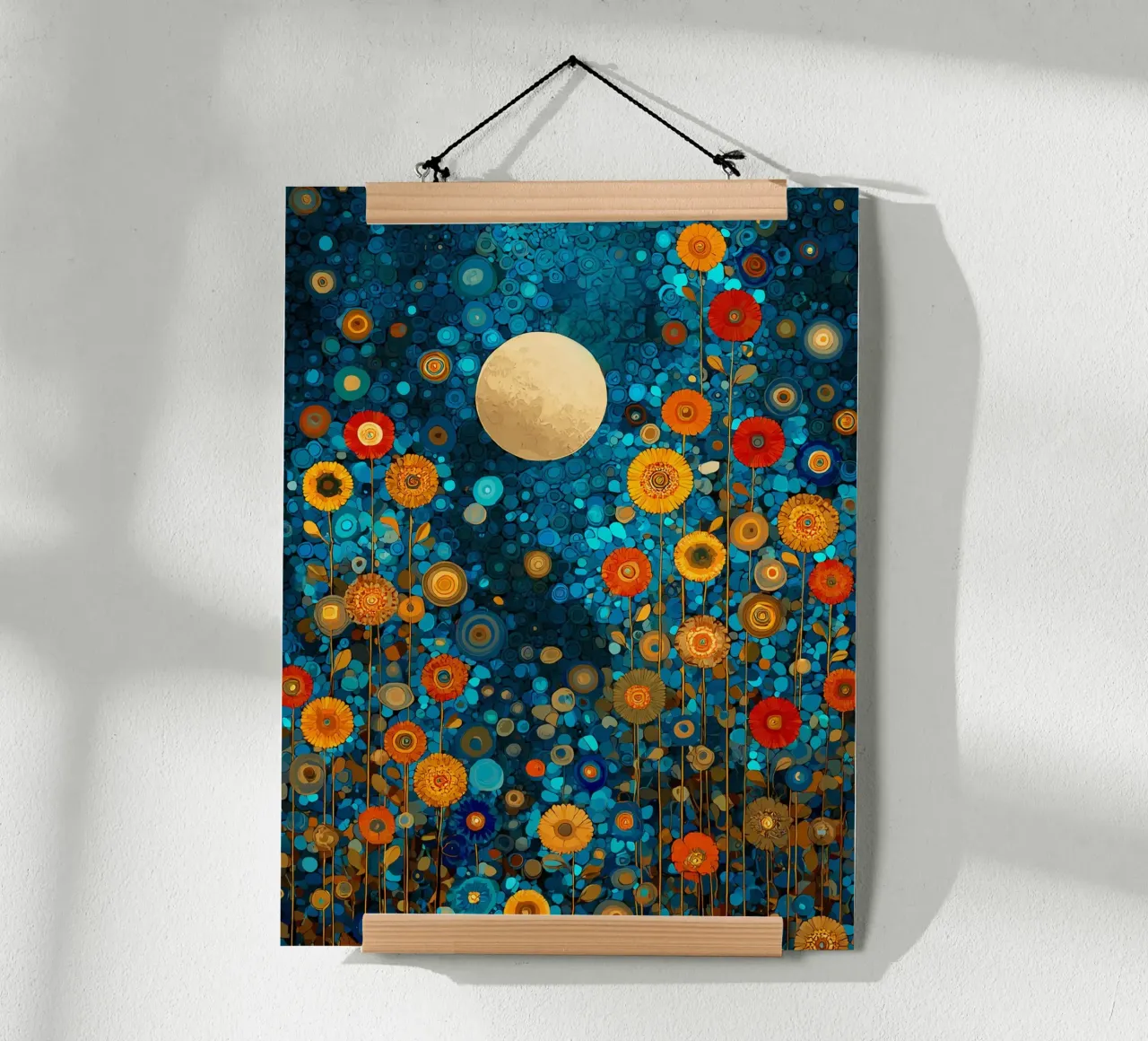 Flowers Garden Abstract D, style Gustav Klimt poster con telaio in alluminio da Mateo