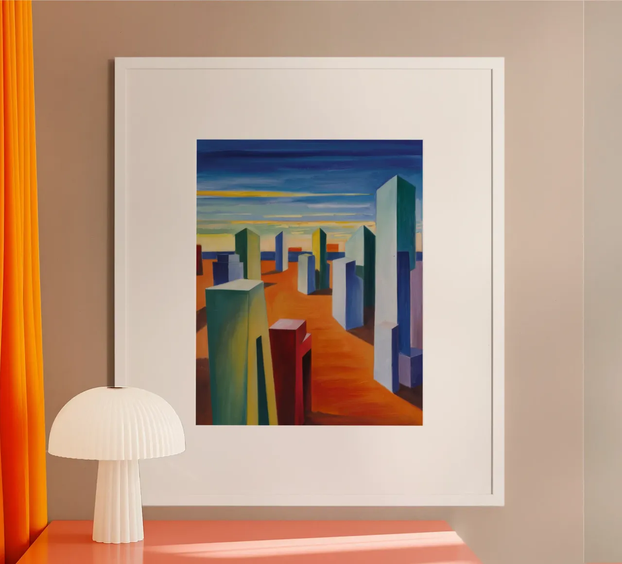 Lo skyline dei sogni poster con telaio in alluminio da Mystic Grain