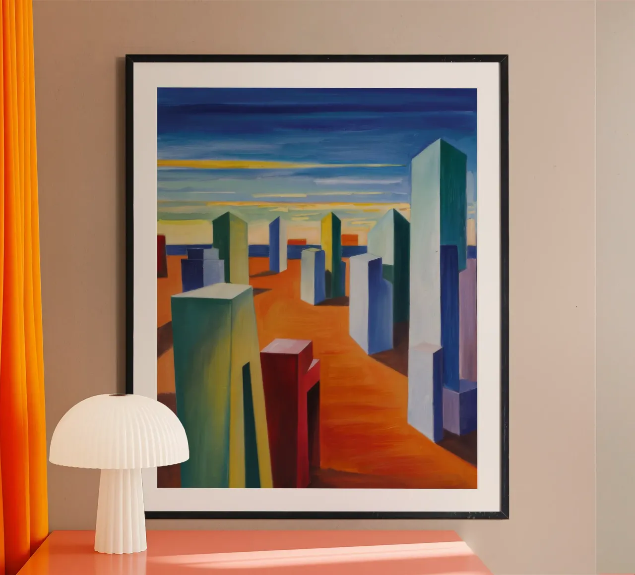 Lo skyline dei sogni poster con telaio in alluminio da Mystic Grain