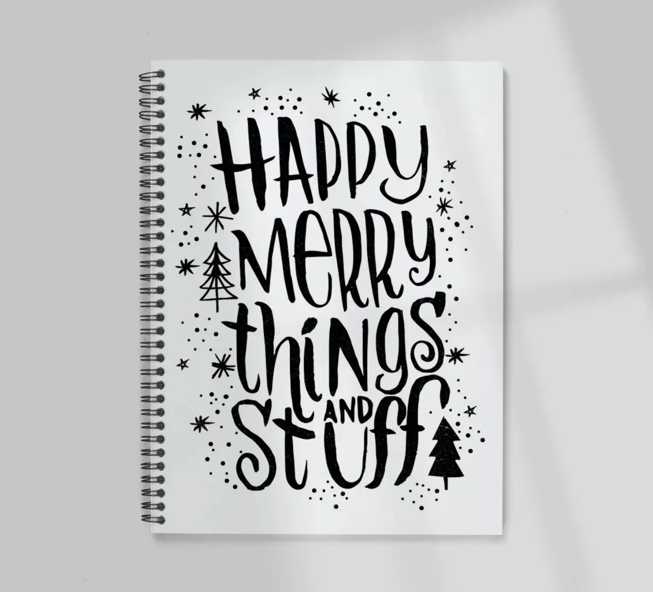 Happy Merry spiral notebook by Matthew Taylor Wilson