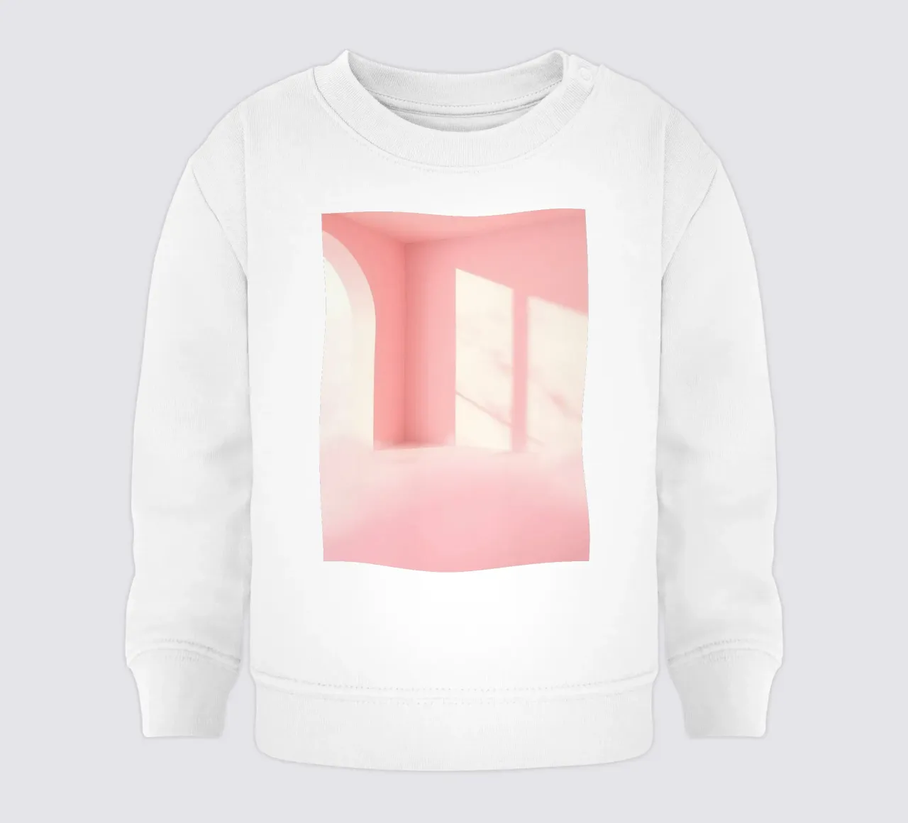 Interni rosa tenue con la luce del sole che proietta ombre in un'atmosfera da sogno. felpa neonato da DesignDoodle