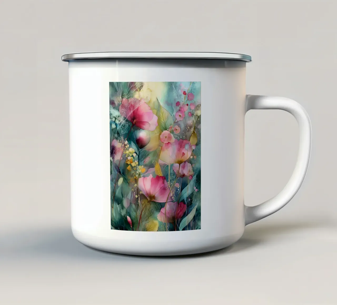 Flowers Watercolor art A tazza in smalto da Mateo