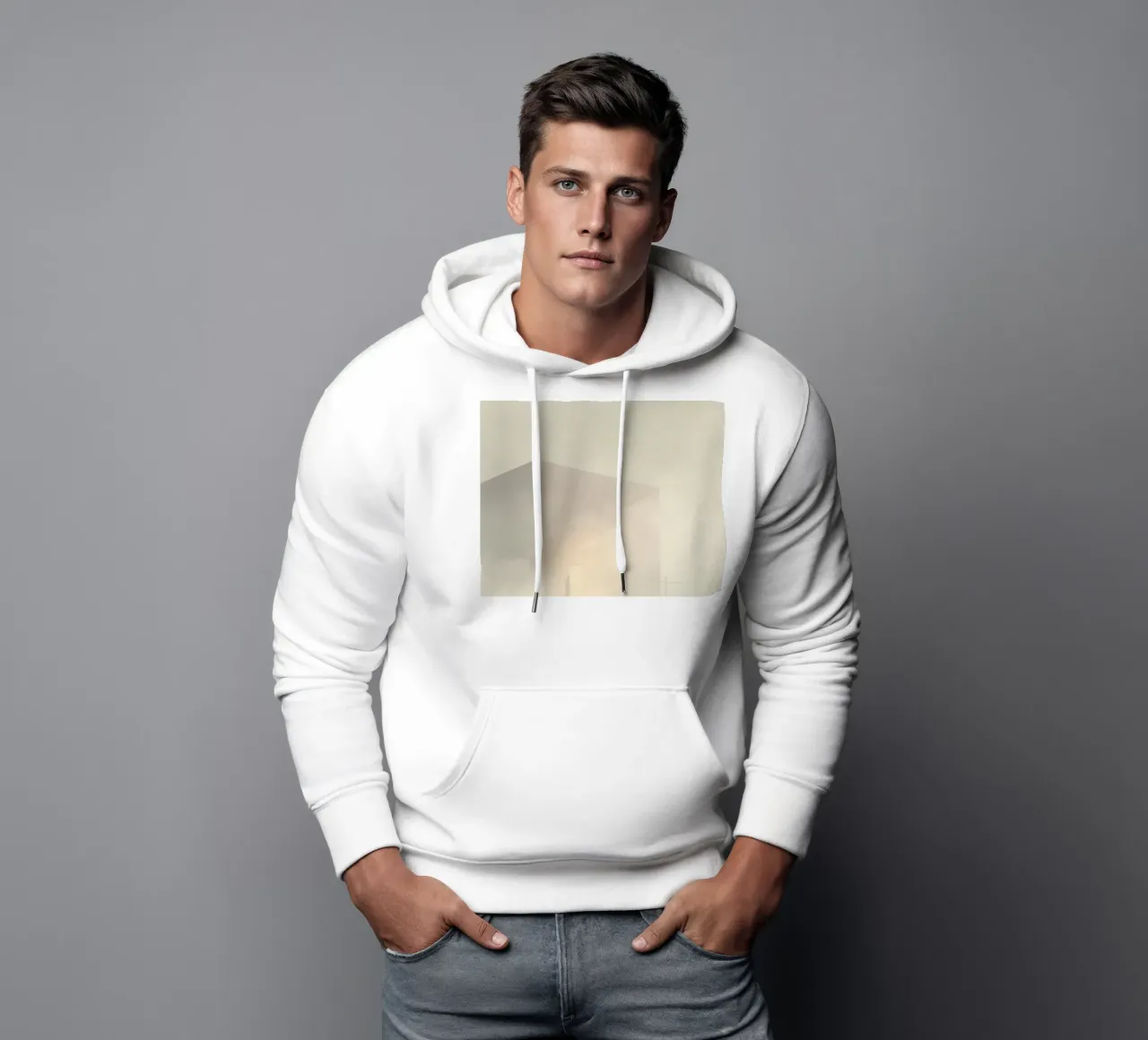 l'uomo si trova davanti a una porta luminosa in un paesaggio nebbioso felpa con cappuccio da DesignDoodle